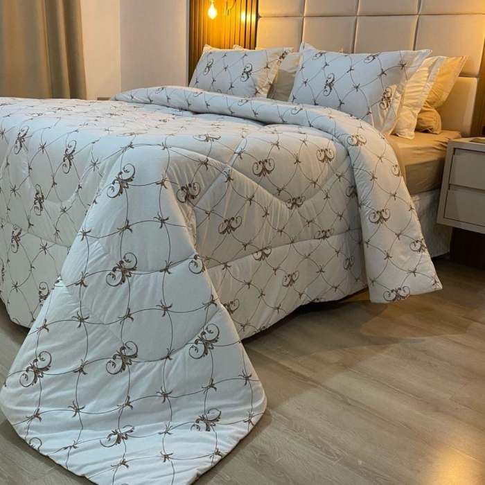 Edredom King Dupla Face Malha 100% algodão Fio Penteado – Coleção Arabesco