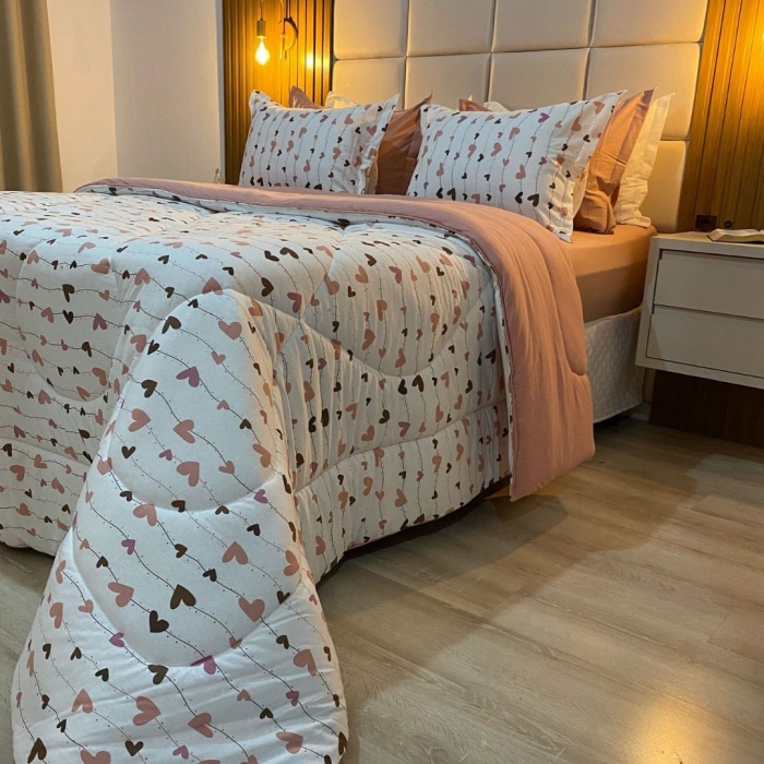 Edredom King Dupla Face Malha 100% algodão Fio Penteado – Coleção Lovers