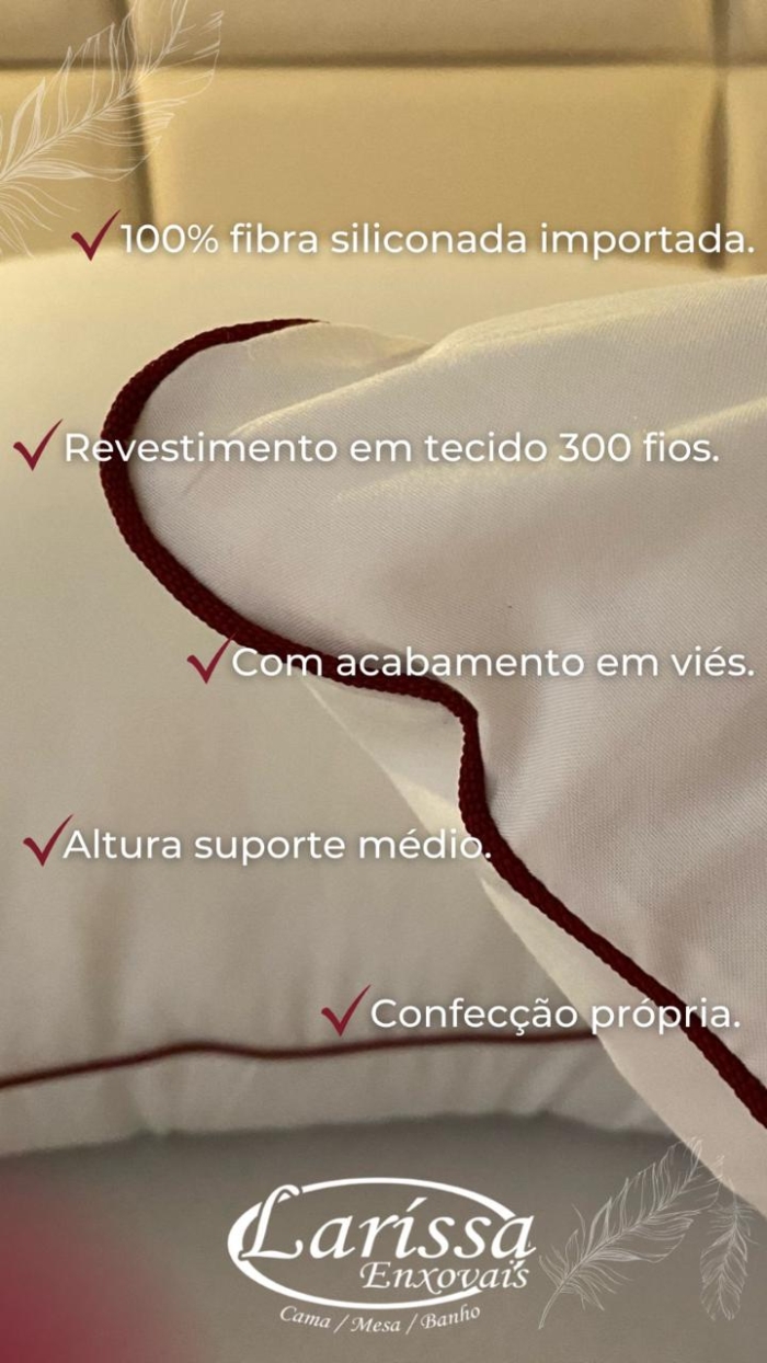 Travesseiro Toque de Pluma Suporte Alto Premium 300 fios 100% fibra plumada 50cmx70cm - Imagem 2
