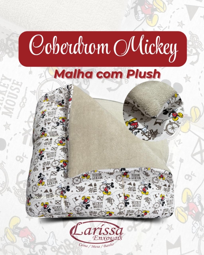 Cobredom Solteiro Malha com Plush Infantil Mickey Dupla Face – Coleção Mickey