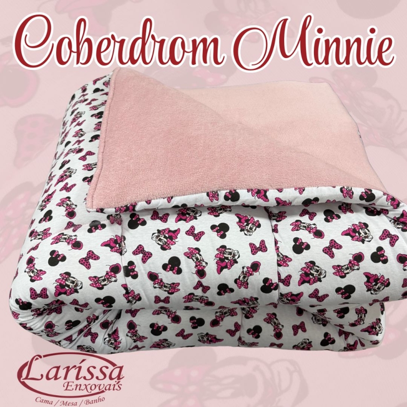 Cobredom Solteiro Malha com Plush Menina Infantil Minnie Dupla Face – Coleção Minnie