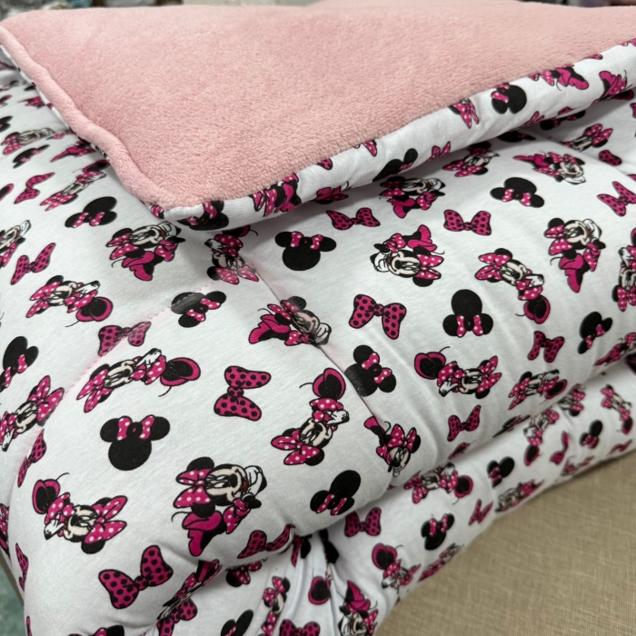 Cobredom Solteiro Malha com Plush Menina Infantil Minnie Dupla Face – Coleção Minnie - Imagem 3