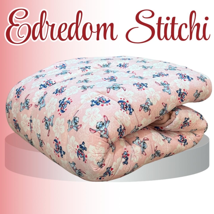 Edredom Solteiro Infantil Stitch Dupla Face Malha 100% algodão Fio Penteado – Coleção Stitch