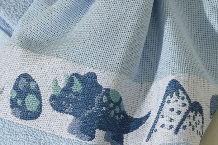 Toalha de Banho Infantil Menino Dinos Jacquard 100% Algodão - Imagem 4