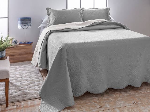 Kit Cobre-leito Colcha Ultrassonic Cinza Queen