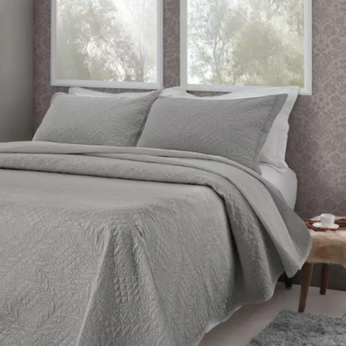 Kit Cobre-leito Colcha Ultrassonic Cinza Casal - Imagem 2