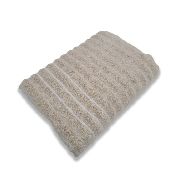 Toalha de Banho Bege Wave Macia 100% Algodão - 70cm x 1,40m