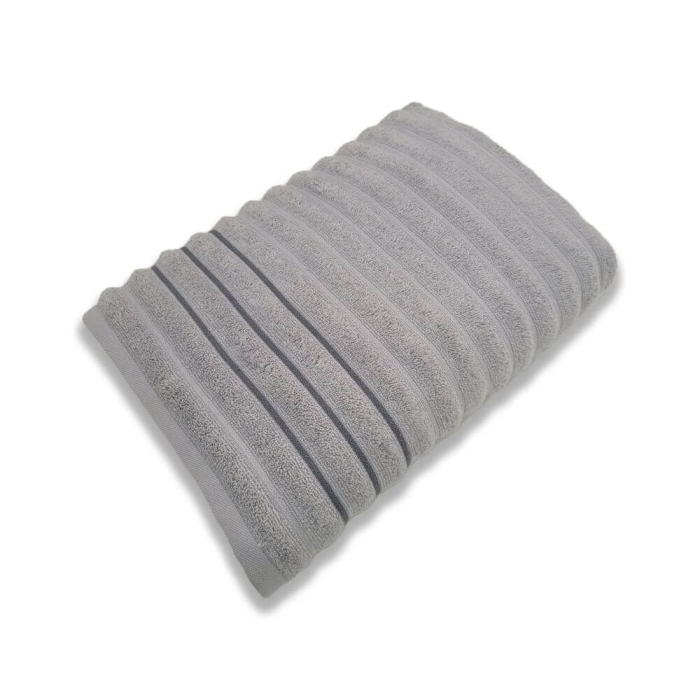 Toalha de Banho Cinza Wave Macia 100% Algodão - 70cm x 1,40m -