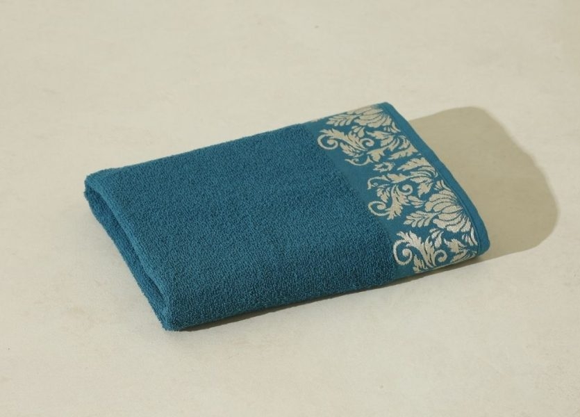 Toalha de Banho Azul Petróleo 330g Bordado Viena 100% Algodão