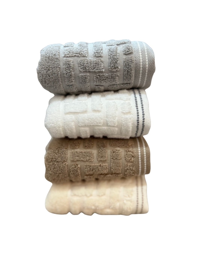 Kit 4 Toalhas Rosto Kaki/Branca/Marfim/Cinza Super Soft Macia