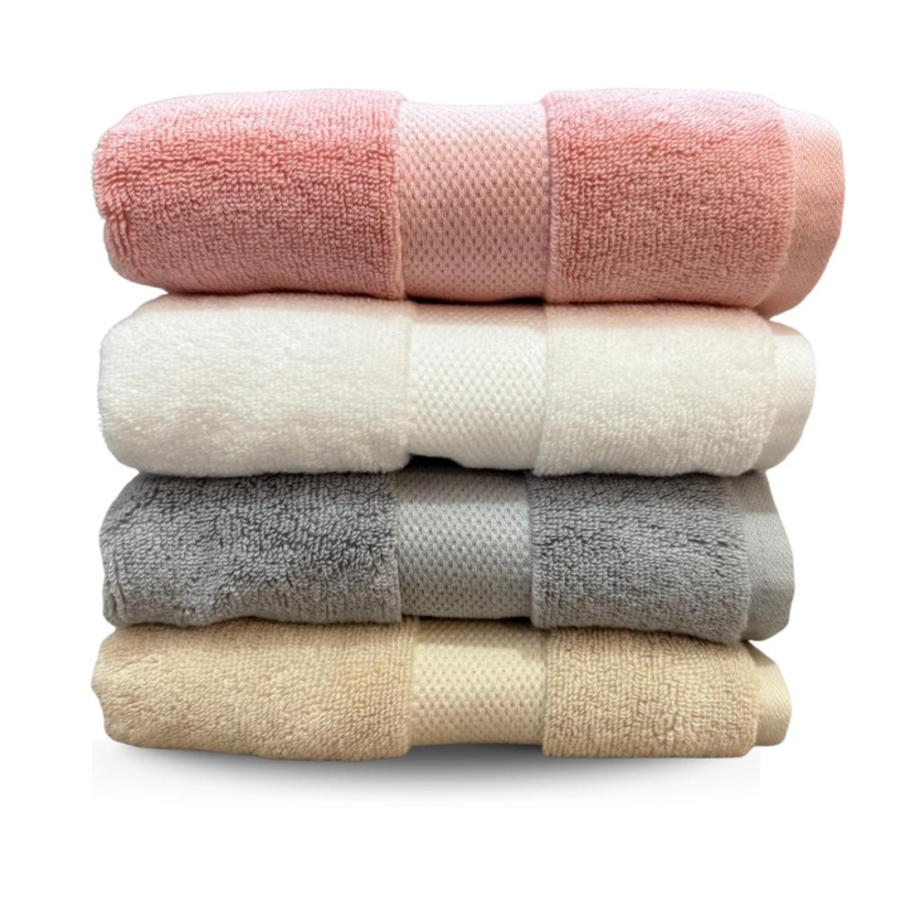 Kit 4 Toalhas Banho Rosê/Bege/Cinza/Branco Super Soft Macia