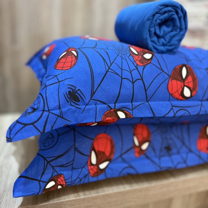 Jogo de Lençol Solteiro Homem Aranha Azul 2 peças Malha fio 30/1 penteado - Imagem 6