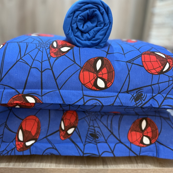 Jogo de Lençol Solteiro Homem Aranha Azul 2 peças Malha fio 30/1 penteado - Imagem 5