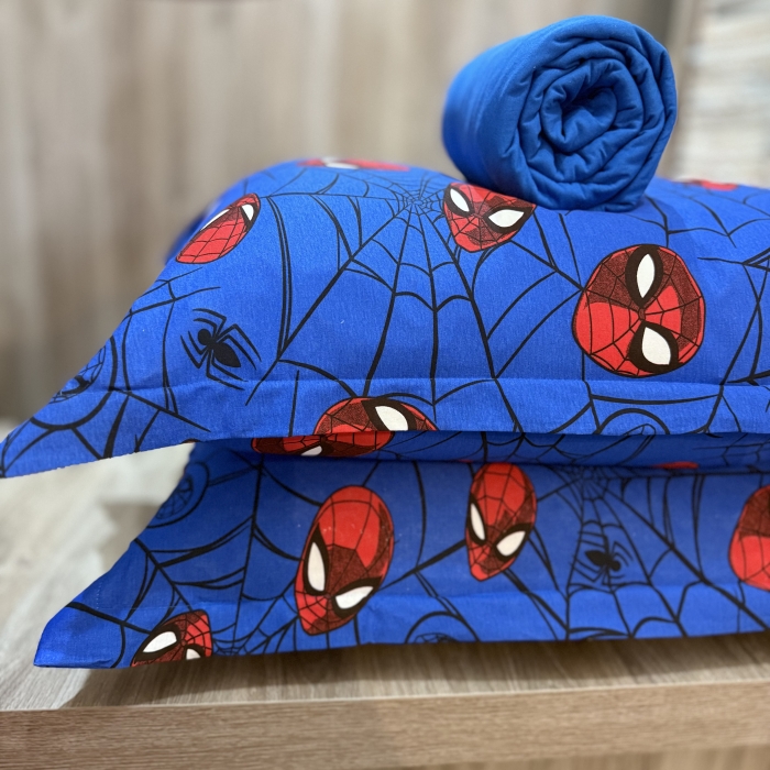 Jogo de Lençol Solteiro Homem Aranha Azul 2 peças Malha fio 30/1 penteado - Imagem 3