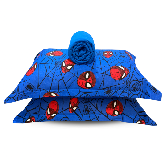 Jogo de Lençol Solteiro Homem Aranha Azul 2 peças Malha fio 30/1 penteado - Imagem 2