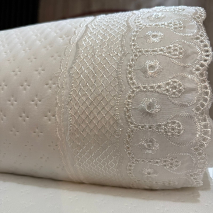 Kit Cobre-leito Com Bordado Inglês Branco Casal 2,20mx2,40m - Imagem 5