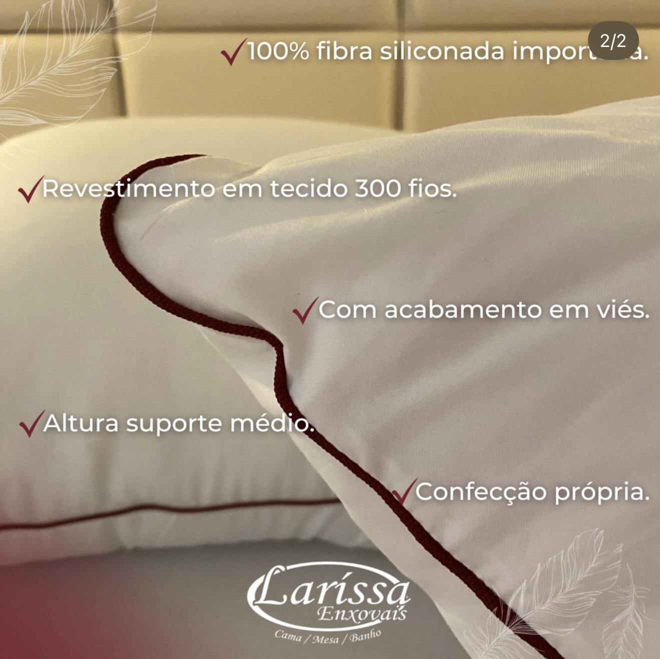 Travesseiro Toque de Pluma 300 Fios 100% Fibra Siliconizada - Imagem 3