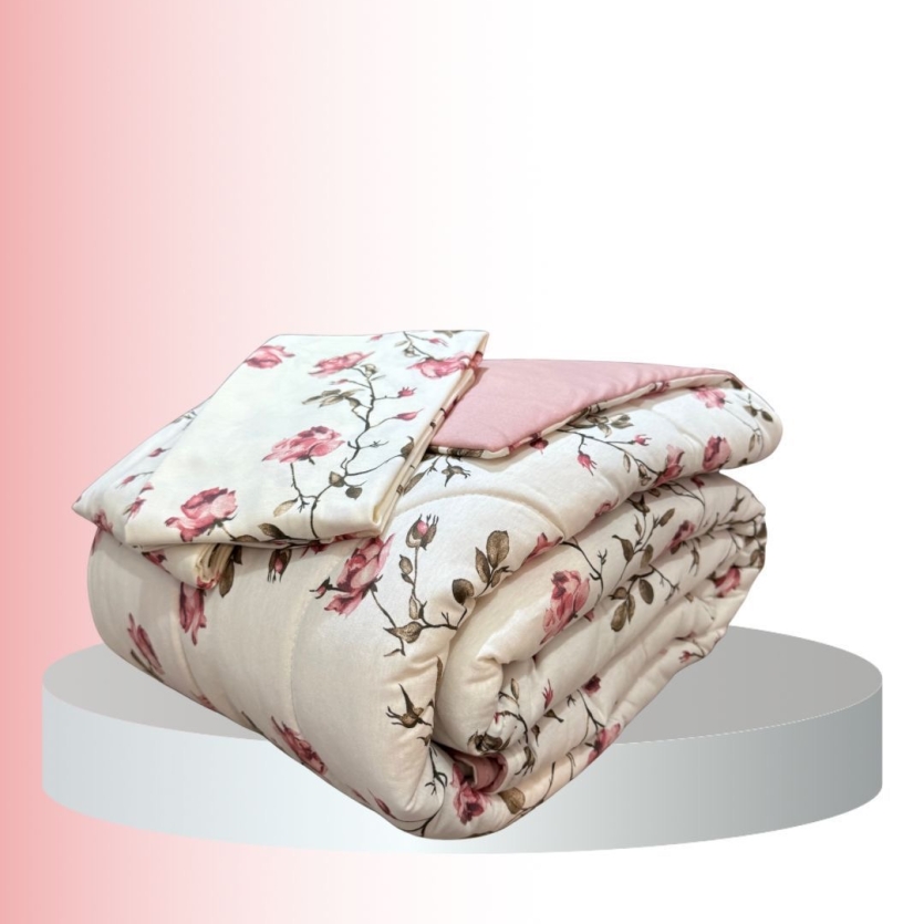 Kit Cobreleito de Verão Queen 6 peças Malha 100% algodão – Coleção Flores Rosê