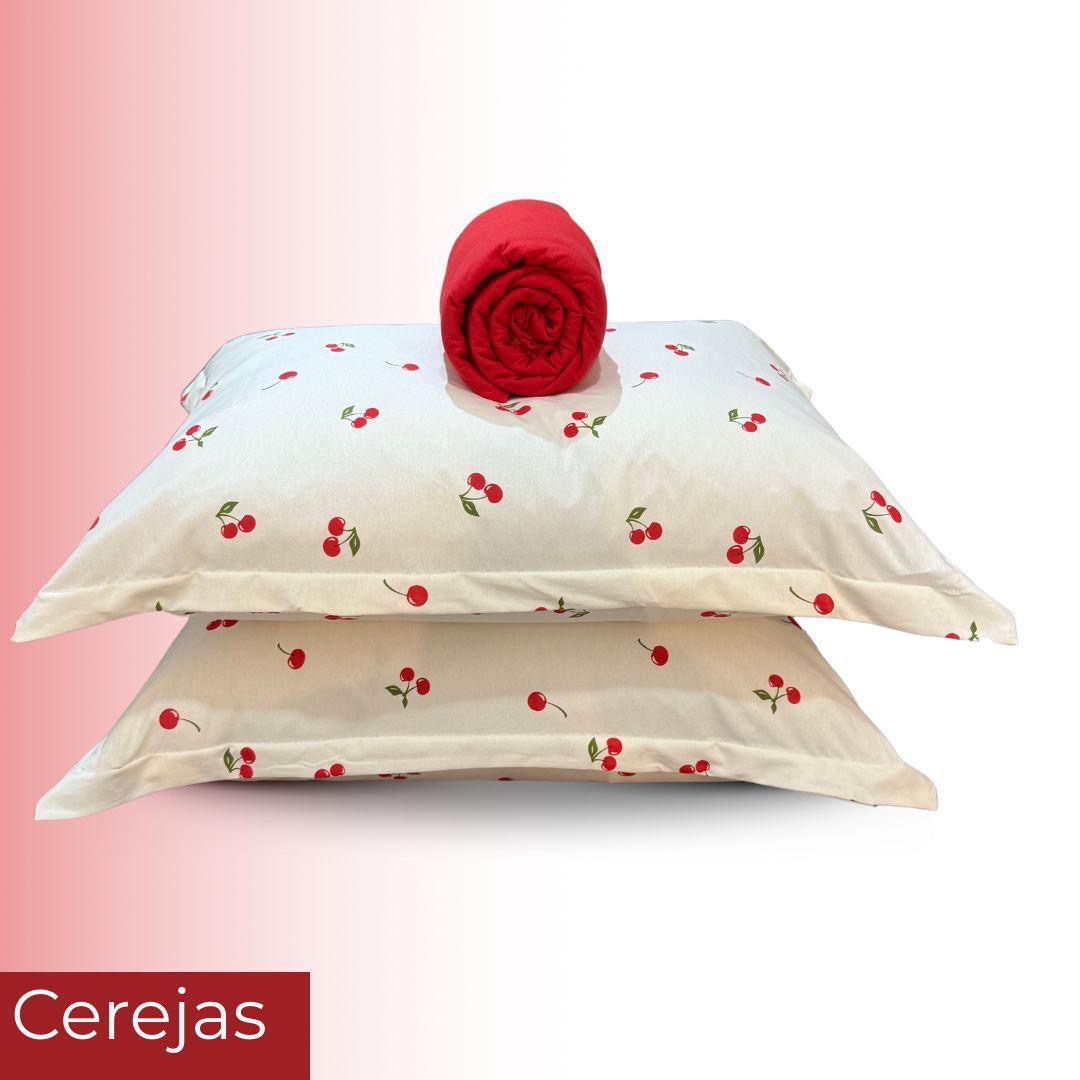 Kit Cobreleito de Verão Queen 6 peças Malha 100% algodão – Coleção Cerejas - Imagem 4