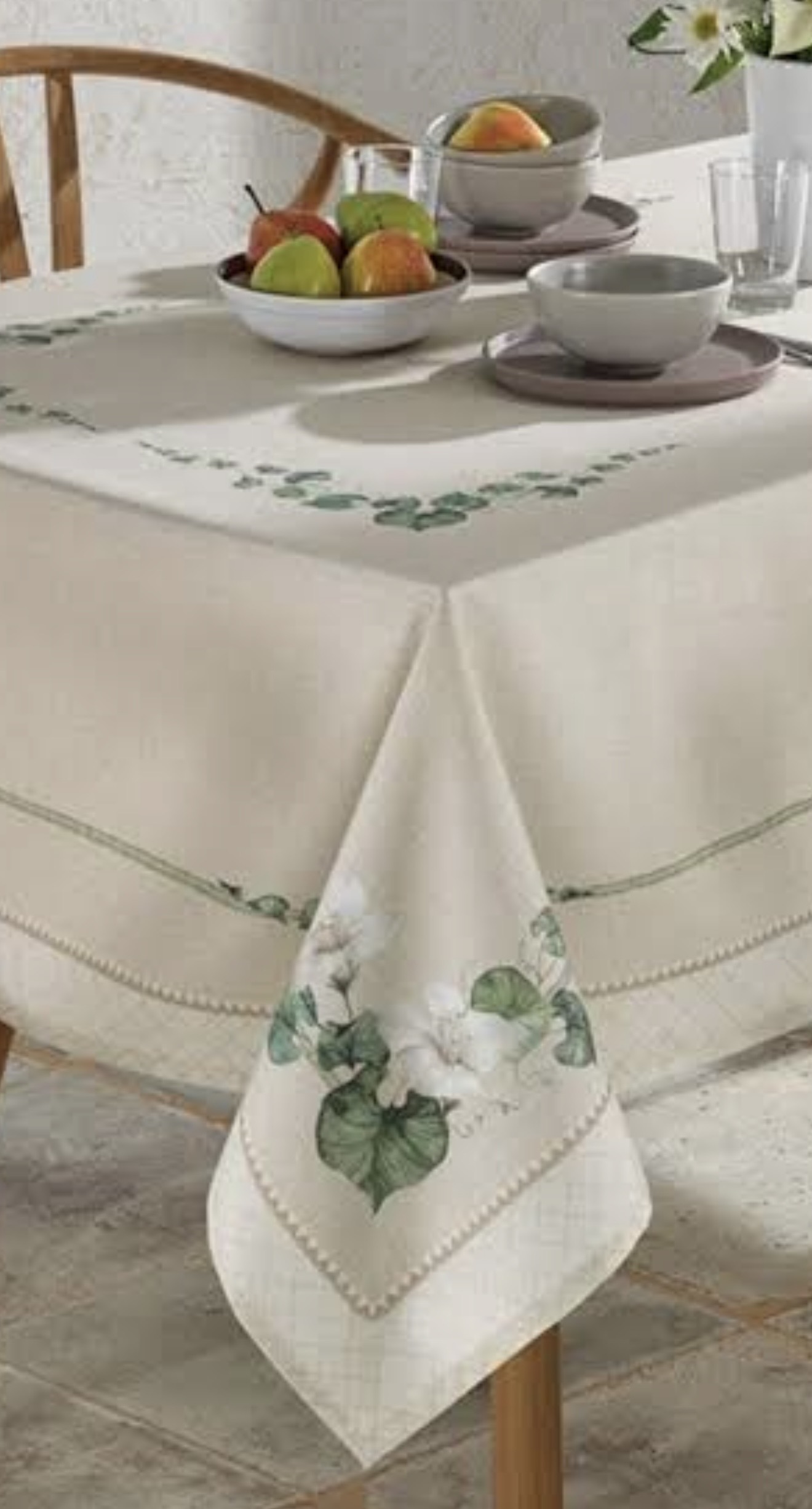 Toalha De Mesa 6 Lugares 1,40x2,10 Dohler Clean Folhas Verdes - Imagem 3