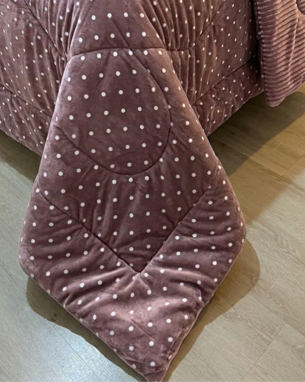 Kit Coberdrom Plush Poá Rose Queen 2,40x2,60 - Imagem 3