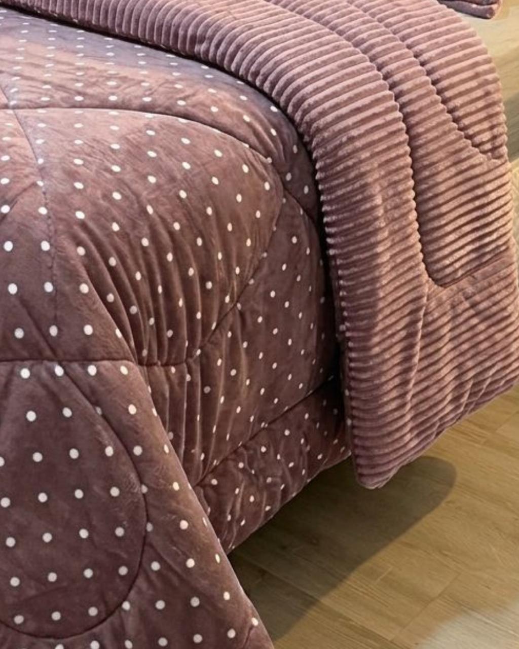 Kit Coberdrom Plush Poá Rose Queen 2,40x2,60 - Imagem 4