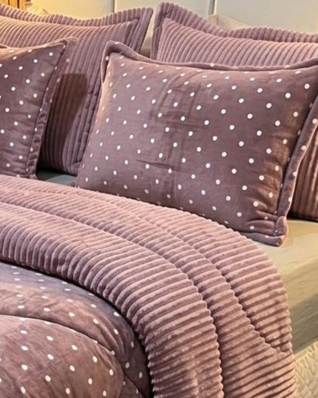 Kit Coberdrom Plush Poá Rose Queen 2,40x2,60 - Imagem 5