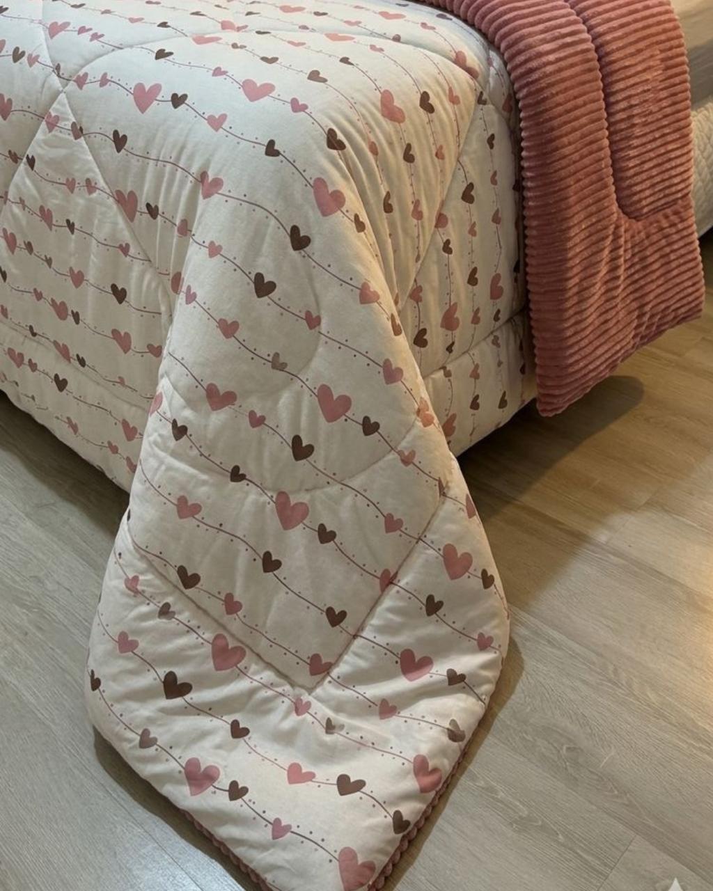 Kit Coberdrom Malha com Plush Coração Queen 2,40x2,60 - Imagem 3