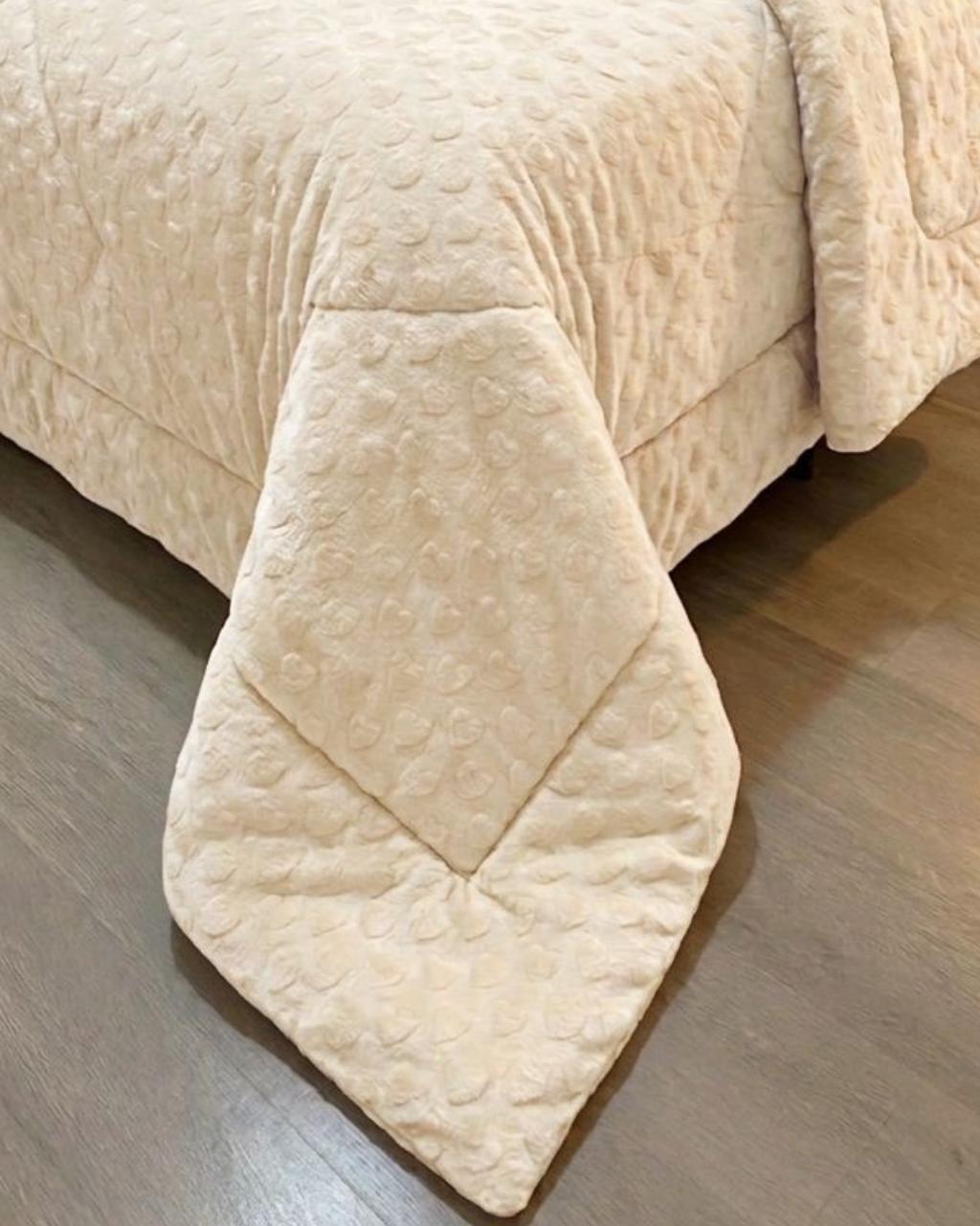 Kit Coberdrom Plush Off White Corações Queen 2,40x2,60 - Imagem 5