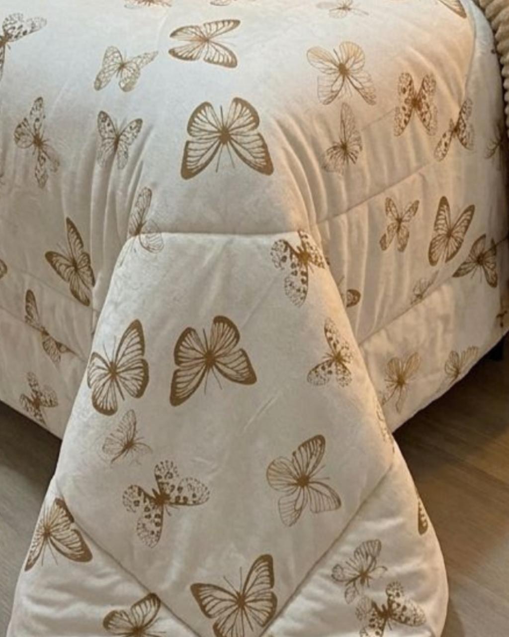 Kit Coberdrom Malha com Plush Borboletas Queen 2,40x2,60 - Imagem 5