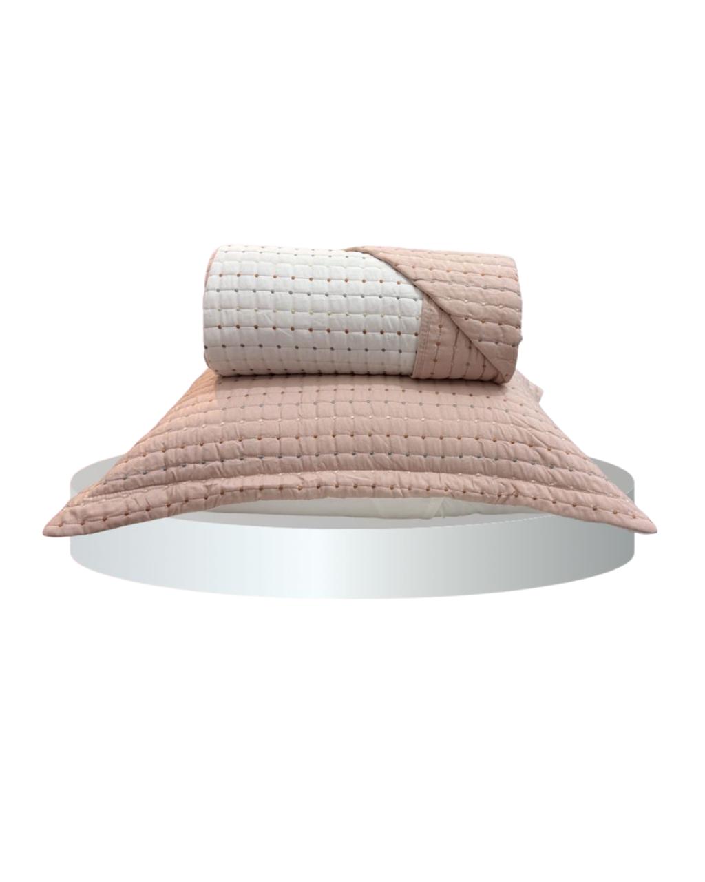 Kit Colcha Artigiana Rose/Branco Jolitex Queen 2,40x,2,60 - Imagem 2