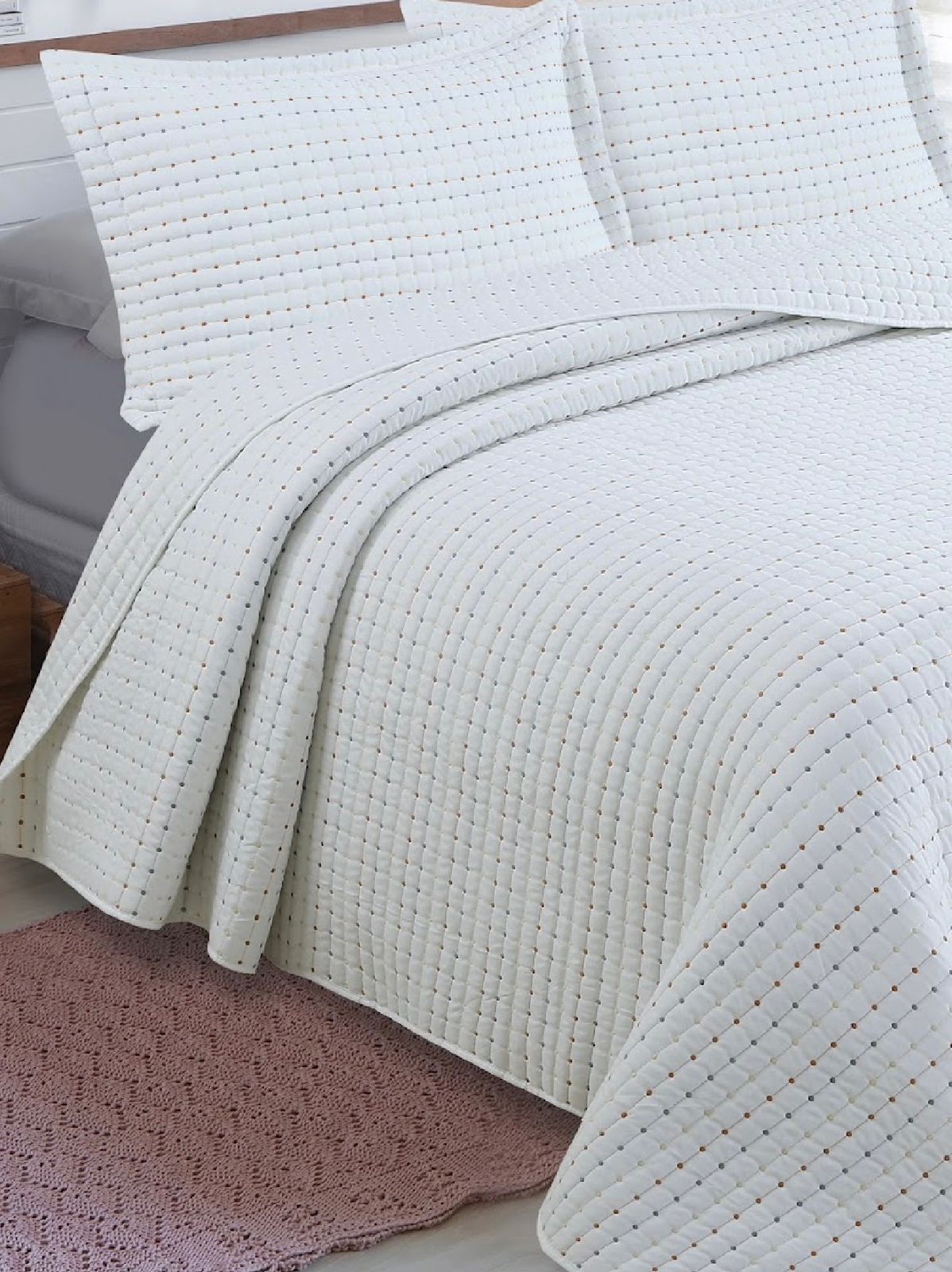 Kit Colcha Artigiana Branco Jolitex Queen 2,40x,2,60 - Imagem 2